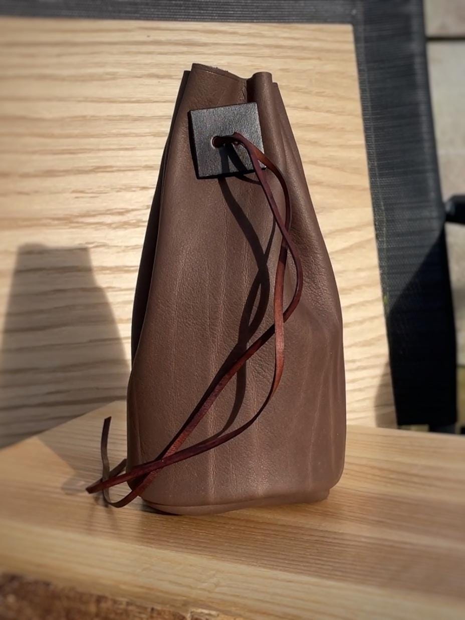 Medieval Inspired Real Leather Drawstring Belt Pouch