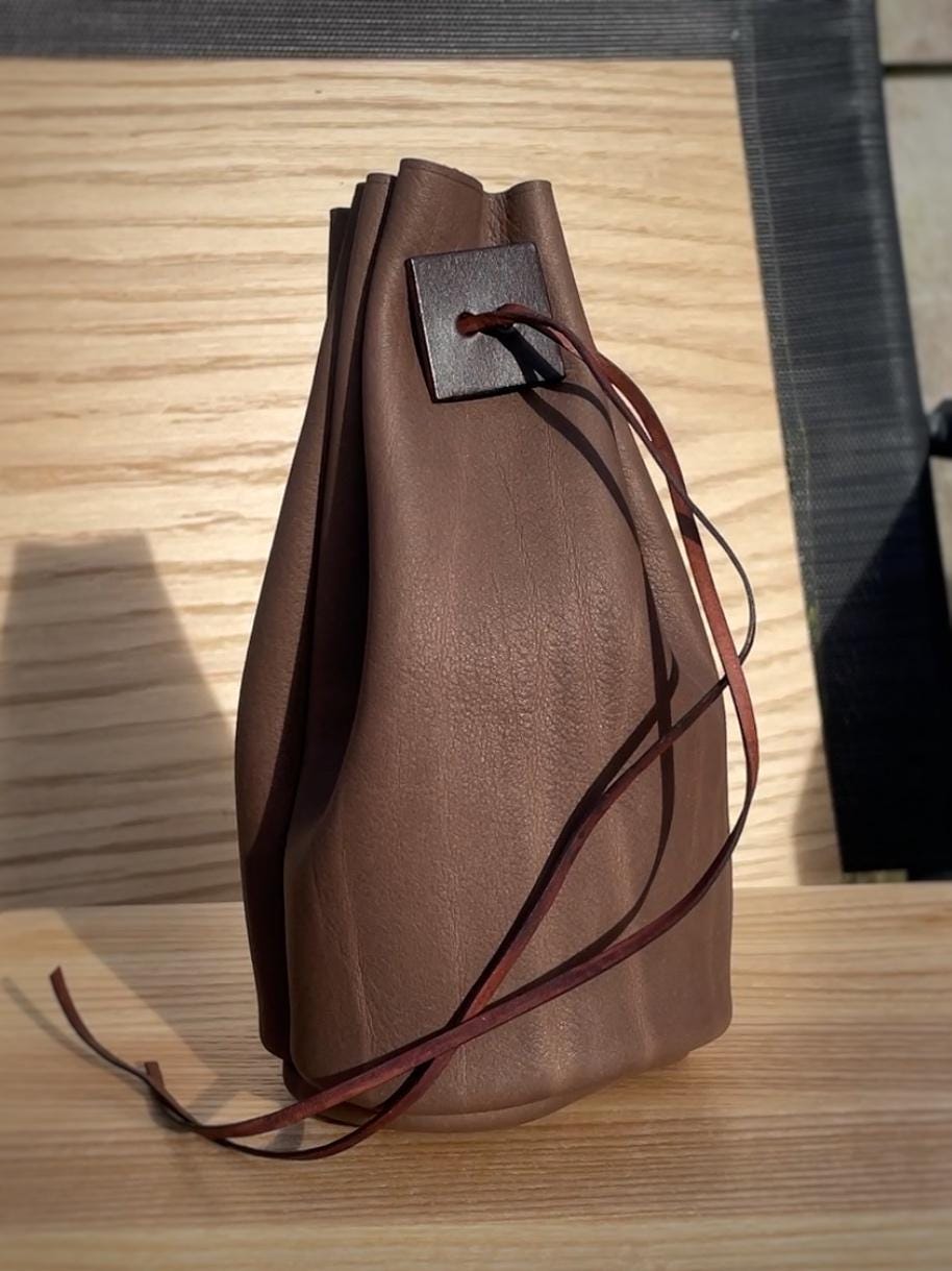 Medieval Inspired Real Leather Drawstring Belt Pouch
