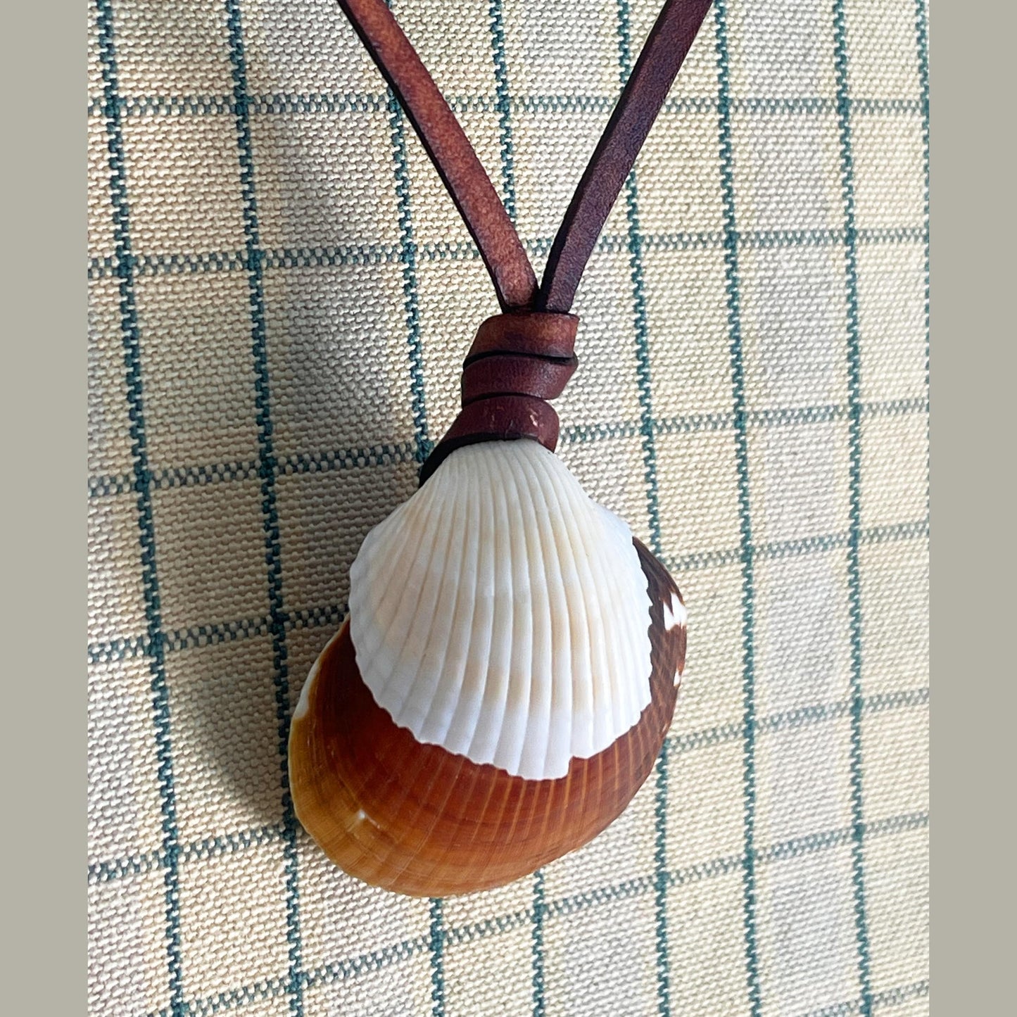 Double Shell Necklace With Leather Thong, 100% Plastic Free