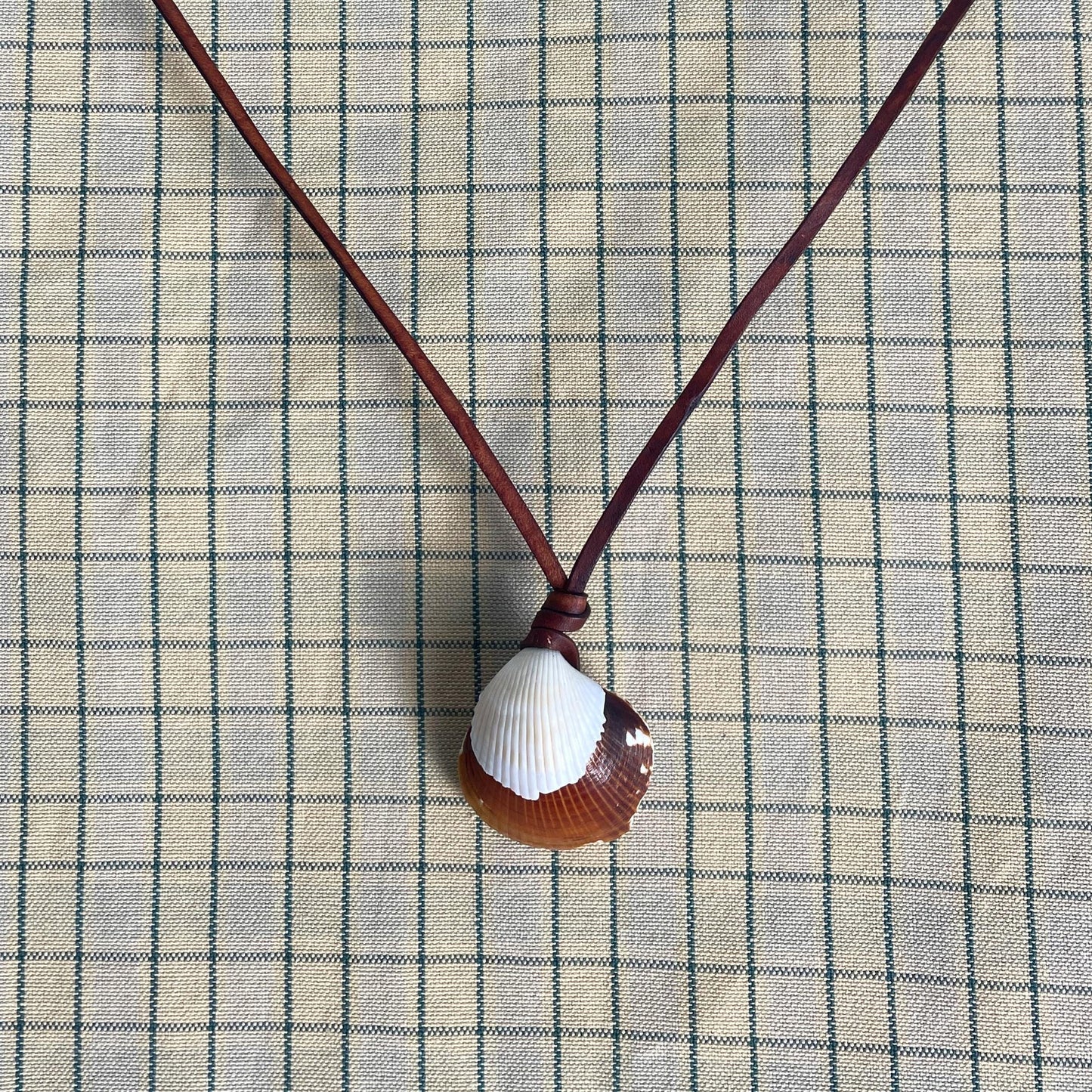 Double Shell Necklace With Leather Thong, 100% Plastic Free