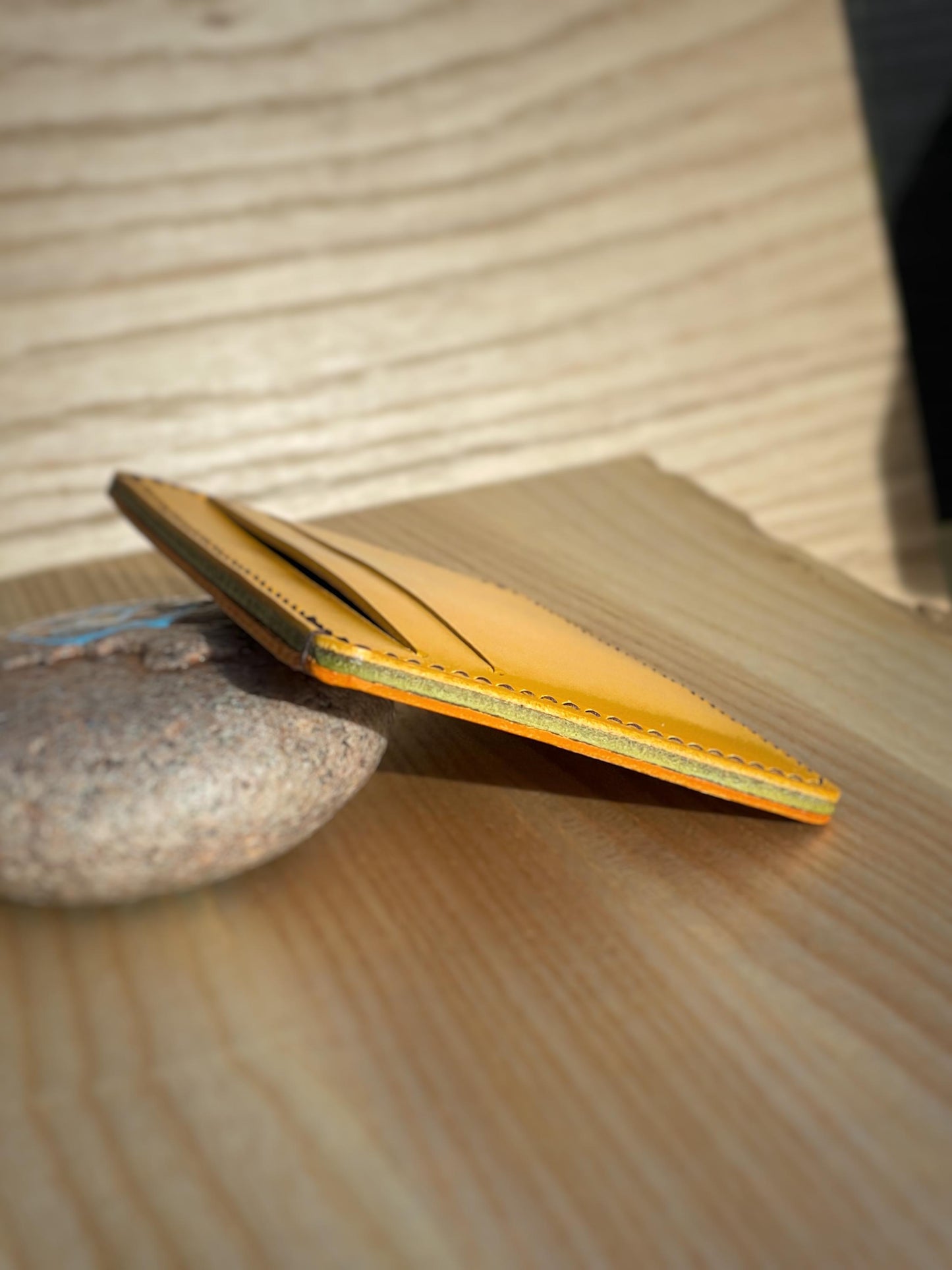 Handmade Real Leather Cardholder in Summer Colours