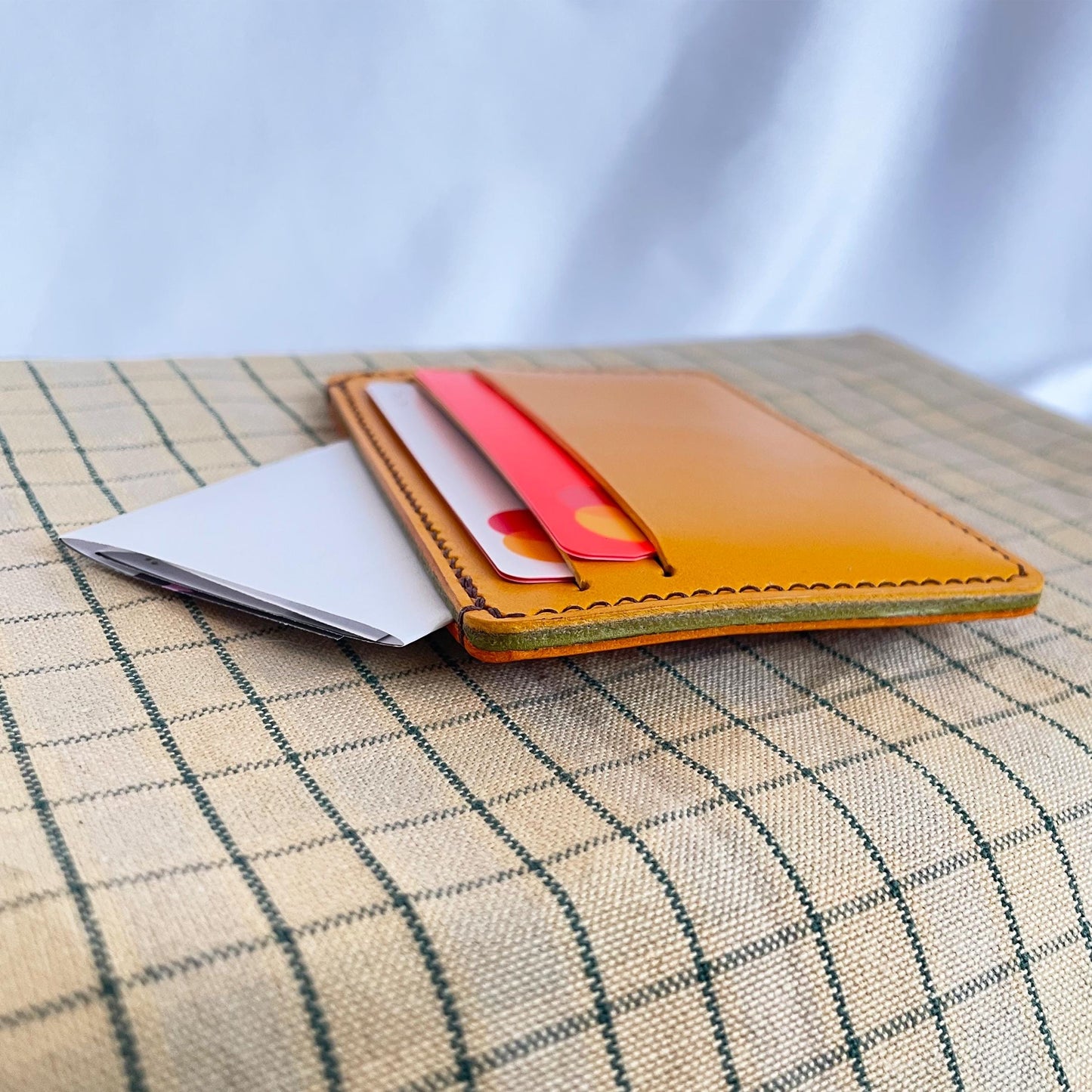 Handmade Real Leather Cardholder in Summer Colours
