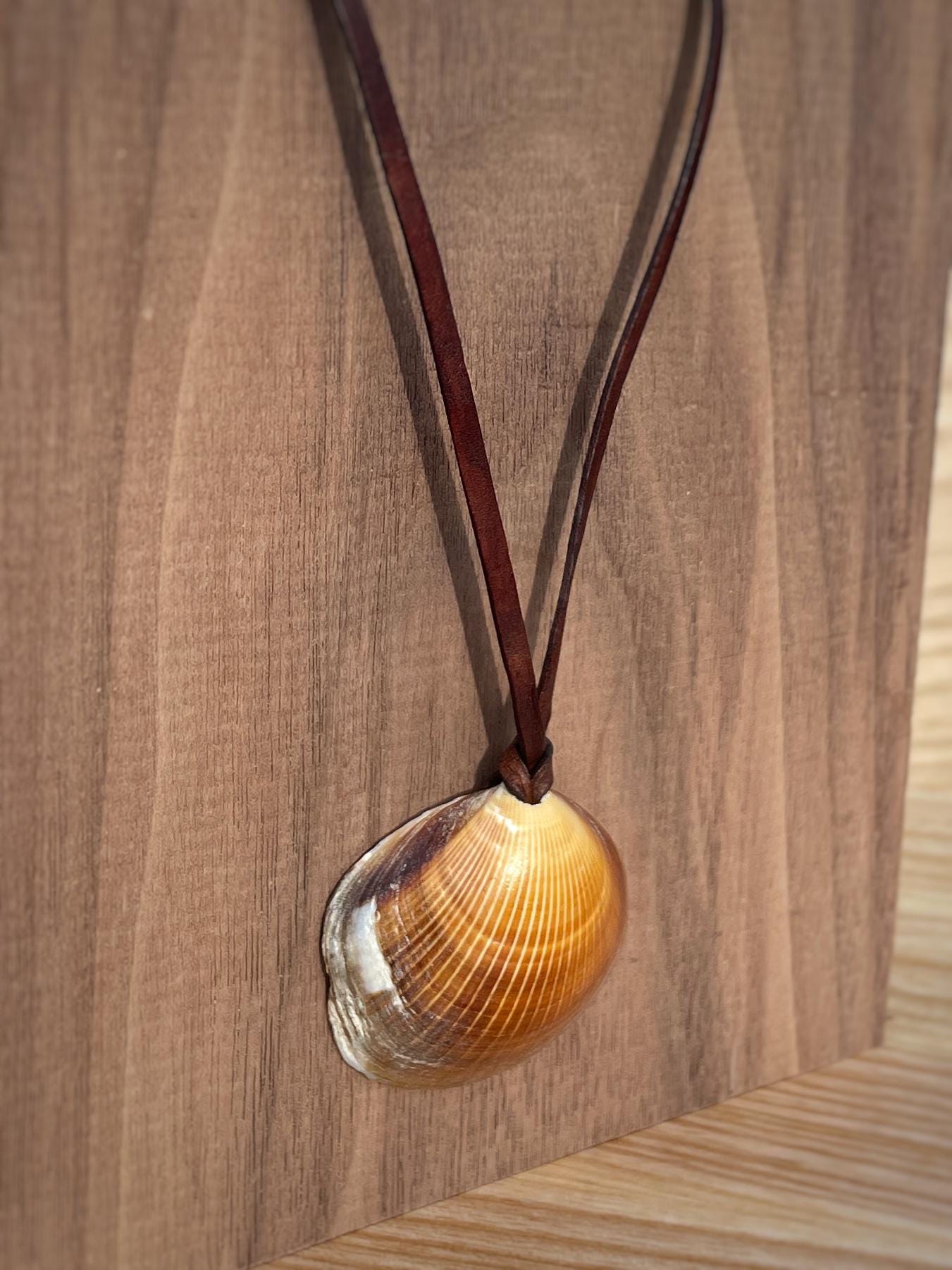 Natural Shell Necklace With Leather Thong, 100% Plastic Free
