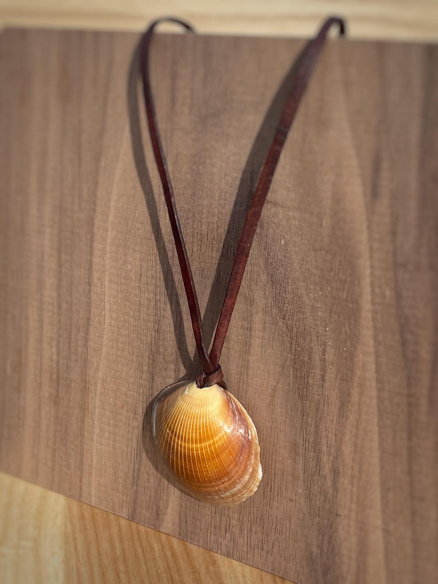 Natural Shell Necklace With Leather Thong, 100% Plastic Free