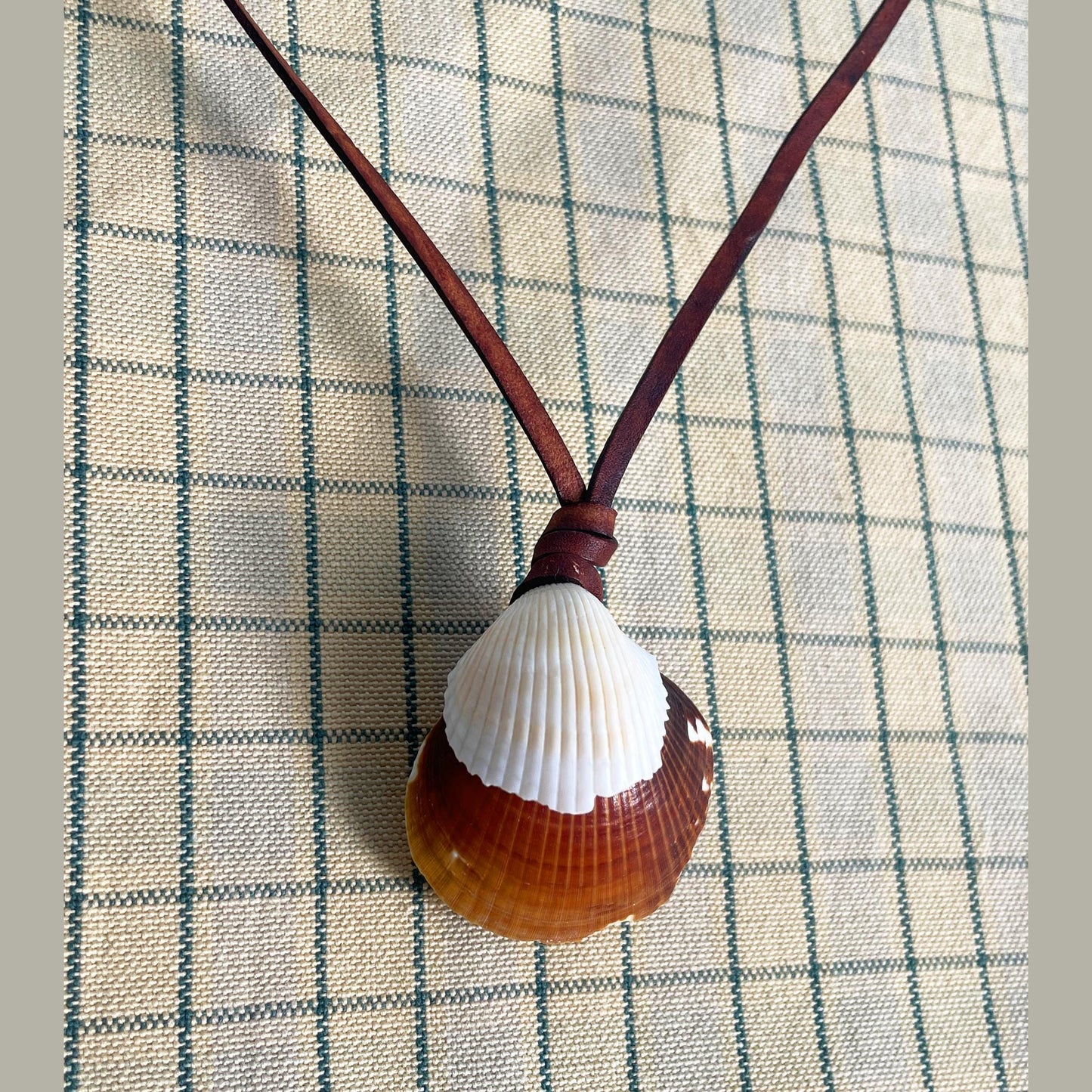 Double Shell Necklace With Leather Thong, 100% Plastic Free