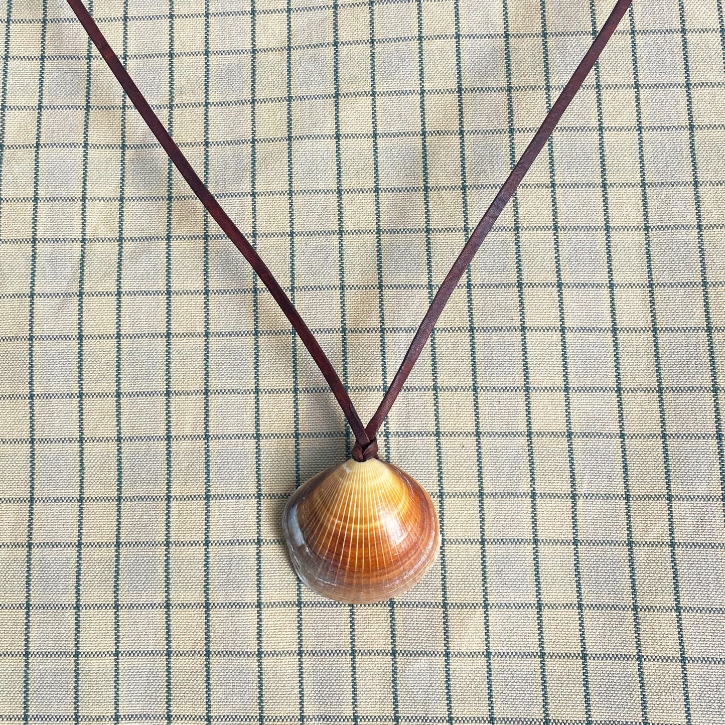 Natural Shell Necklace With Leather Thong, 100% Plastic Free