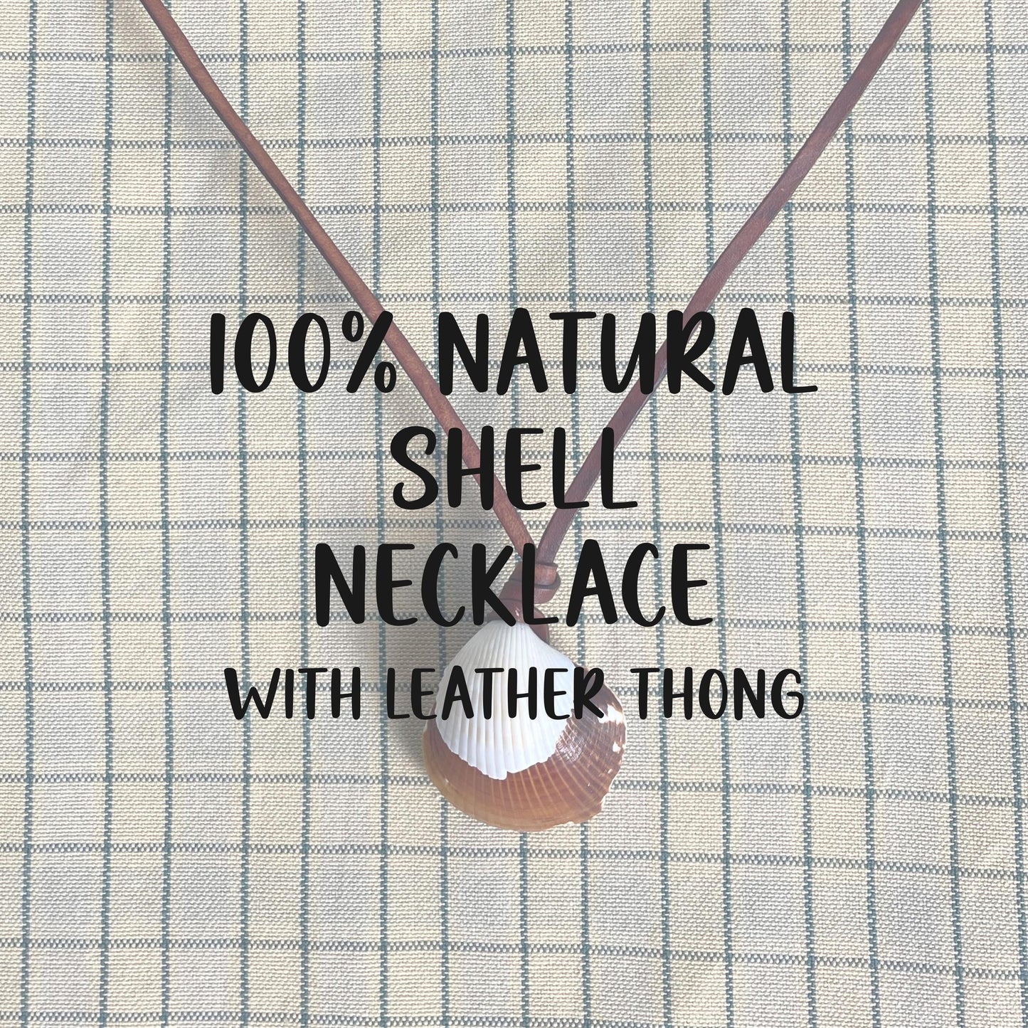 Double Shell Necklace With Leather Thong, 100% Plastic Free