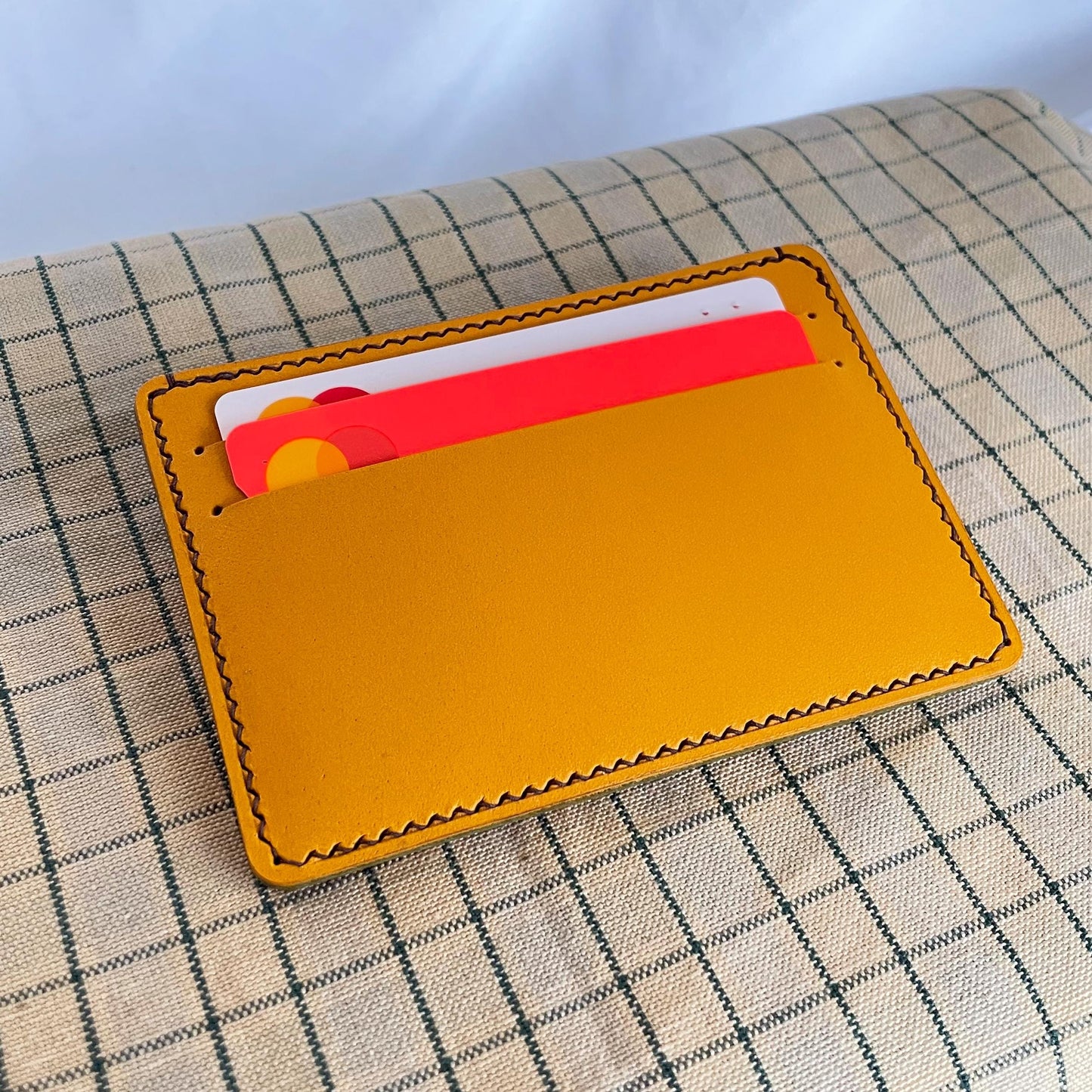 Handmade Real Leather Cardholder in Summer Colours